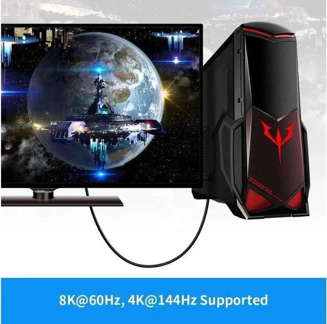 Alt view image 2 of 6 - Right Angle Displayport 1.4 Cable Left Angled Displayport Cable, 90-Degree Angled Displayport Cable V1.4 6FT/1.8M up to 8K/60Hz, 4K/144Hz Supported