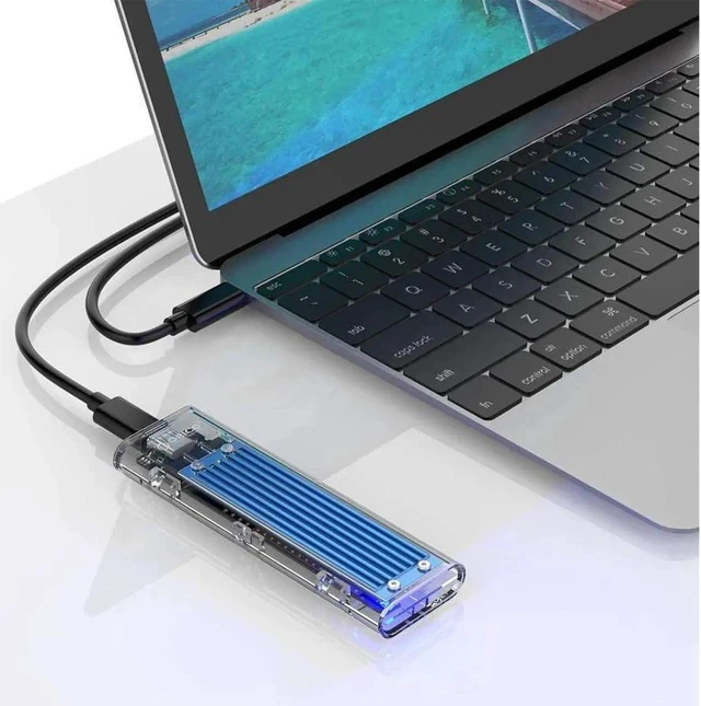 Alt view image 7 of 7 - M.2 NVME PCIE SSD to USB 3.1 USB C External Enclosure Only M.2 M-Key to Type C GEN2 10GBPS Adapter M.2 PCIE SSD Hard Disk Box for 2230/2242/2260/2280 PCIe NVMe M-Key SSD up to 2TB-Blue