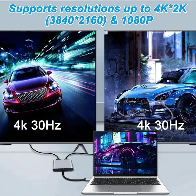 Alt view image 6 of 7 - USB Type C to Mini DP/DP DisplayPort Adapter 4K 2 in 1 Type C Male to DisplayPort & Mini DisplayPort Female Video Converter Cable for Computer Phone Laptop Monitor Displays