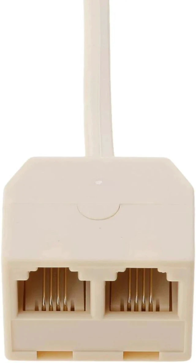 Alt view image 3 of 6 - (2 Pack) Two Way Telephone Splitter,1 Male to 2 Female Converter Cable RJ11 6P4C Telephone Wall Adaptor and Separator,RJ11 6P4C 2 Way Outlet Telephone Jack Line Splitter Adapter Beige