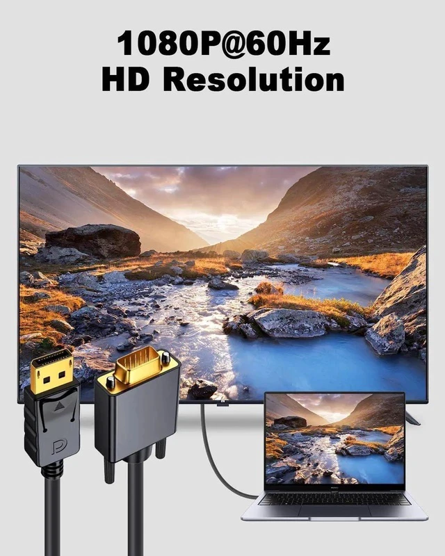 Alt view image 2 of 7 - DisplayPort to DVI Cable 6 Feet/1.8M,(DP to DVI Cable), 1920x1080p, 1080@60Hz, Gold-Plated Plugs for Computer, Desktop, Laptop, PC, Monitor, Projector