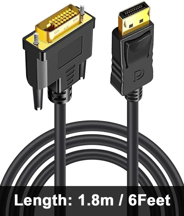 Alt view image 4 of 7 - DisplayPort to DVI Cable 6 Feet/1.8M,(DP to DVI Cable), 1920x1080p, 1080@60Hz, Gold-Plated Plugs for Computer, Desktop, Laptop, PC, Monitor, Projector