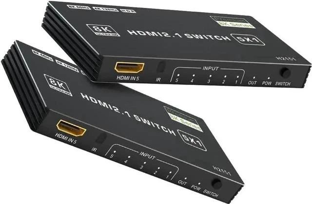 Main image of HDMI 2.1 Switch 5 in 1 Out 8K 60Hz, 5 Port HDMI Switcher Selector Box with Remote, 4K@120Hz HDMI Switch 5x1 Support 48Gbps, HDR 10+, HDCP 2.3, 3D, for PS5/4/3, Xbox Series X, NS, Laptop, Black