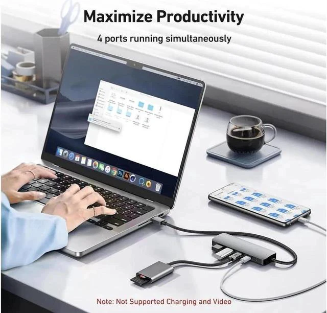 Main image of 4 in 1 USB Hub 10Gbps with 2 USB A Ports+2 USB C Ports, USB 3.2 Gen 2 Hub, USB-C Splitter for iMac, All MacBooks, Mac Laptop Xbox Flash Drive PC