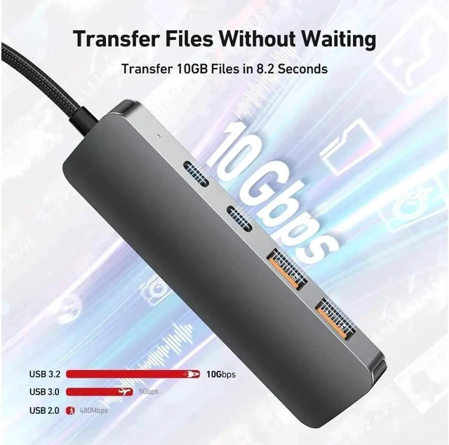 Alt view image 4 of 6 - 4 in 1 USB Hub 10Gbps with 2 USB A Ports+2 USB C Ports, USB 3.2 Gen 2 Hub, USB-C Splitter for iMac, All MacBooks, Mac Laptop Xbox Flash Drive PC