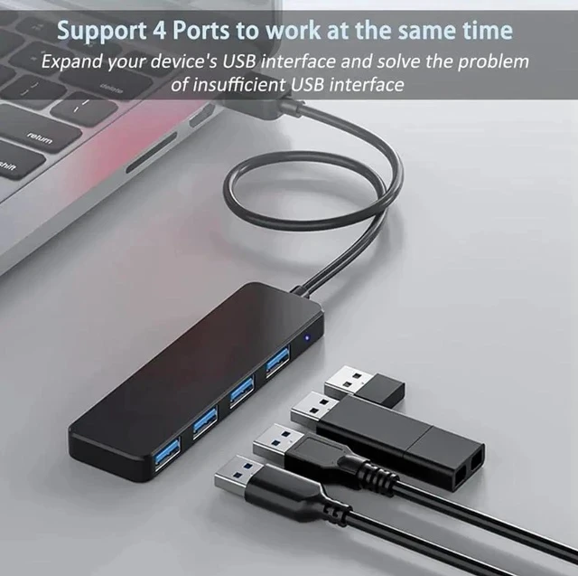 Alt view image 2 of 7 - USB Hub,USB Splitter,USB 4-Port Extender Multiport USB Adapter,USB 3.0 Hub,4-Port USB Hub USB Splitter USB Expander for Laptop, Xbox, Flash Drive, HDD, Console, Printer, Camera,Keyborad, Mouse