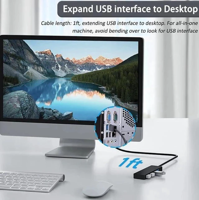 Alt view image 5 of 7 - USB Hub,USB Splitter,USB 4-Port Extender Multiport USB Adapter,USB 3.0 Hub,4-Port USB Hub USB Splitter USB Expander for Laptop, Xbox, Flash Drive, HDD, Console, Printer, Camera,Keyborad, Mouse