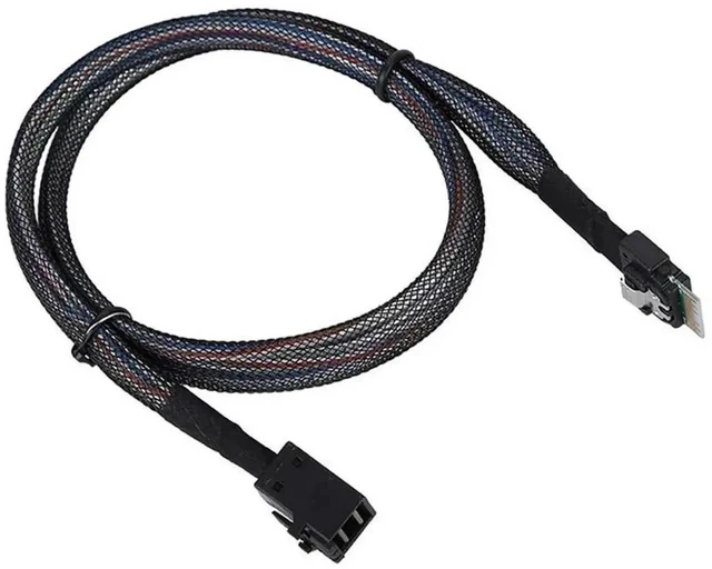 Alt view image 3 of 4 - 1m SFF-8654 4i 38Pin to SFF-8643 Mini SAS HD Cable, PCIe 4.0 Slimline SAS 12Gbps Server Storage Wire, 30AWG Pure Copper Black Cable