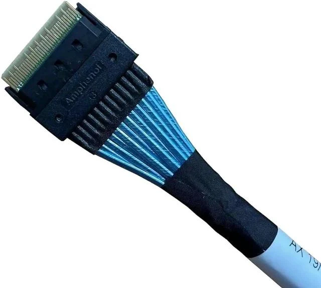 Alt view image 3 of 6 - 80CM PCIe 4.0 MCIO Fanout Cable, SFF-TA-1016 8i 74Pin Mini Cool Edge IO to Dual SFF-8639 U.2 NVMe Storage Cable with Independent Power Supply