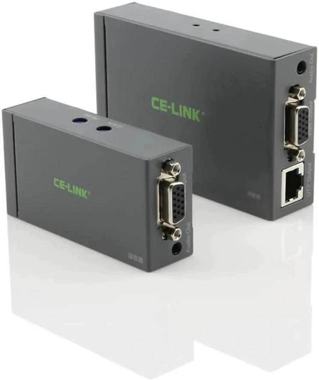 Alt view image 4 of 4 - VGA UTP Extender 1x1 with Audio Support Max Resolution 1920x1200 Super Long Transmission Distance up to 300M Grey Model No.4021