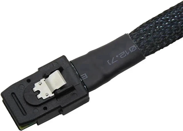 Alt view image 4 of 4 - 3.3FT SFF-8087 to 4 Right Angle SATA Breakout Cable, Internal Mini SAS Forward Breakout Wire, Mini SAS RAID Controller Host to Quad SATA Backplane Hard Drive Cable