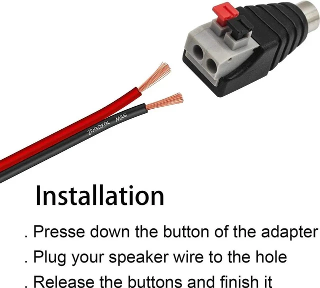 Alt view image 4 of 5 - RCA Female Speaker Wire Adapter, Phono RCA Female to AV 2 Screw Terminal Female Video Audio Spring Press Type Balun Connector Adaptor for CCTV(4-Pack)