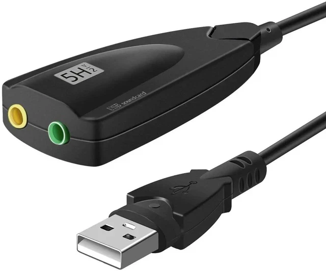 Alt view image 3 of 6 - USB Stereo Sound Card, USB 7.1 External Audio Sound Adapter Card 5Hv2 Channel Converter to 3.5mm Headphone Microphone Jack for Mac, PC, Windows.