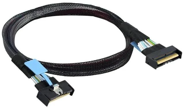 Alt view image 6 of 7 - 50cm PCIe 5.0 MCIO SFF-8654 8i 74Pin Male to SFF-8654 SAS 4.0 74Pin Male Extension Cable, Mini Cool Edge IO Slimline SAS Internal Server Storage Extender Cable