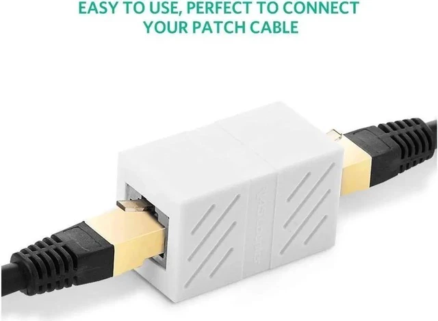 Alt view image 5 of 7 - RJ45 Coupler In Line Coupler Cat7 Cat6 Cat5e Ethernet Cable Extender Adapter Female to Female (White)