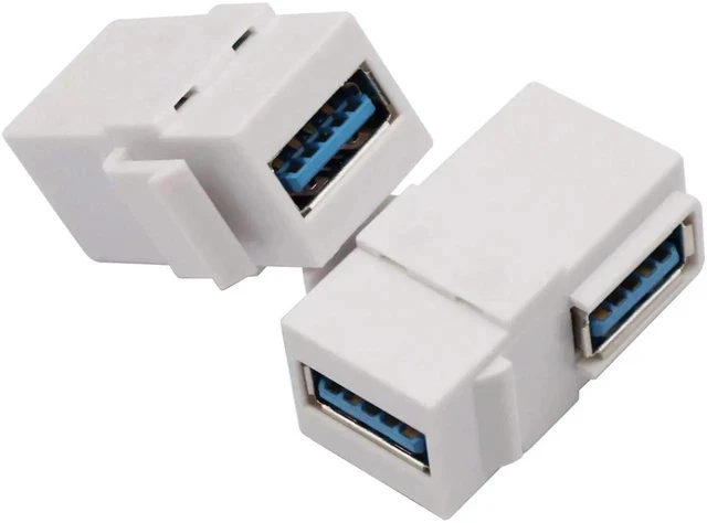Alt view image 2 of 7 - 90 Degree USB Keystone Coupler Right Angle USB 3.0 A Keystone Jack Insert Female to Female Coupler Adapter for Wall Plate Outlet Panel (White/2 Pack)