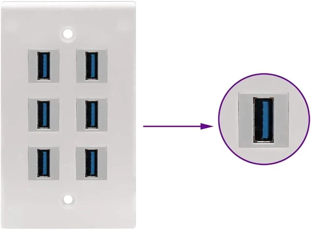 Alt view image 5 of 7 - 90 Degree USB Keystone Coupler Right Angle USB 3.0 A Keystone Jack Insert Female to Female Coupler Adapter for Wall Plate Outlet Panel (White/2 Pack)