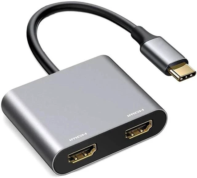 Main image of USB-C to Dual HDMI Adapter Supporting 4K@60Hz, Type-C Dual Monitor Display Splitter Multiport Hub, Compatible with MacBook Air/Pro & All Laptops Equipped with Thunderbolt 3/4 Ports