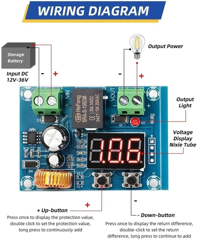 Alt view image 6 of 7 - 12V-36V DC Voltage Protection Module Digital Low Voltage Protector Disconnect Switch Cut Off Over Discharge Protection Module Pack of 2