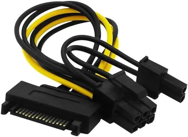 Alt view image 2 of 2 - 15 Pin SATA Male to 8 Pin (6+2) PCI-e Power Supply Cable 15Pin SATA to 8Pin PCI Express Adapter for Graphics Video Card 8 inch