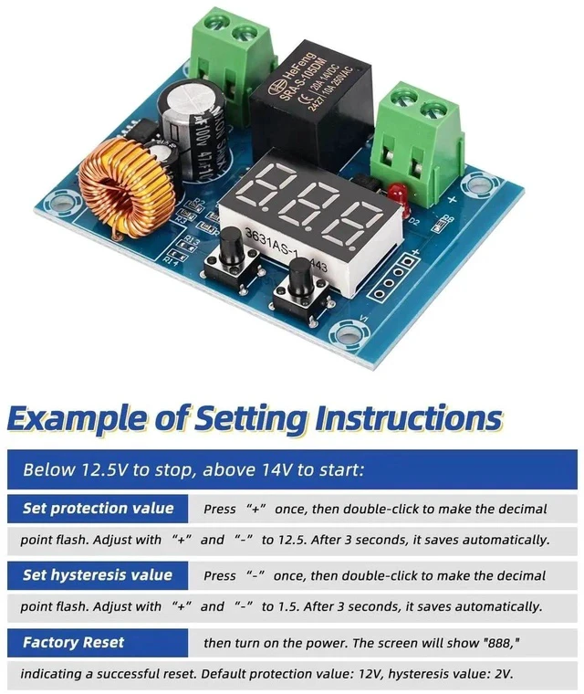 Alt view image 7 of 7 - 12V-36V DC Voltage Protection Module Digital Low Voltage Protector Disconnect Switch Cut Off Over Discharge Protection Module Pack of 2