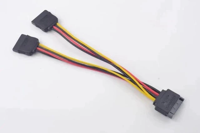 Alt view image 4 of 5 - 15Pin SATA Male to 2 x 15Pin Female Power Cable Adapter Converter Extension Line