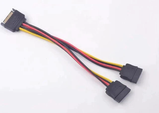 Alt view image 3 of 5 - 15Pin SATA Male to 2 x 15Pin Female Power Cable Adapter Converter Extension Line