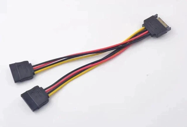 Alt view image 2 of 5 - 15Pin SATA Male to 2 x 15Pin Female Power Cable Adapter Converter Extension Line