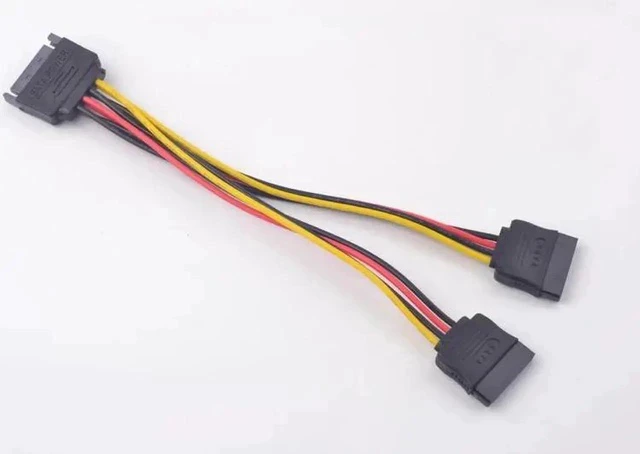 Alt view image 5 of 5 - 15Pin SATA Male to 2 x 15Pin Female Power Cable Adapter Converter Extension Line
