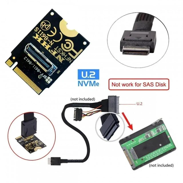 Alt view image 6 of 7 - 2230 NGFF PCIe 4.0 M.2 M-Key to OCuLink SFF-8612/SFF-8611 Vertical Adapter Card, 64Gbps NVMe Expansion Riser for Mini PC, Laptop eGPU Dock & U.2 SSD Storage Upgrade