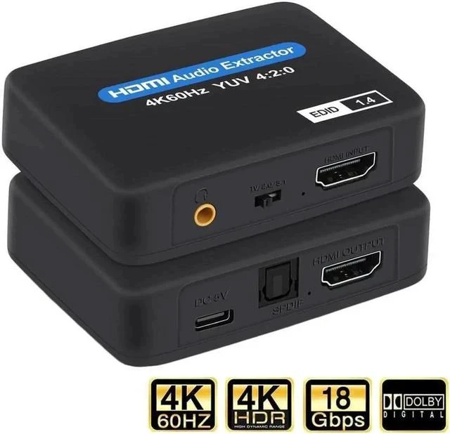 Main image of 4K@60Hz HDMI to HDMI + SPDIF + 3.5mm Audio Extractor Converter (HDMI Input,HDMI+ Audio Output)