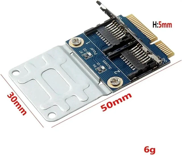 Alt view image 2 of 3 - Ruth's sister 2 SSD HDD For Laptop Dual Micro- SD SDHC SDXC TF To Mini Pcie Memory Card Reader Mpcie To 2 Mini-Sdcards Mini Pci-E Adapter