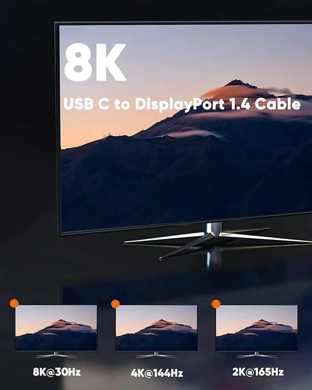 Alt view image 4 of 7 - 8K USB C to DisplayPort 1.4 Adapter 40Gbps, Thunderbolt 3/4 to DP Converter Support 8K@60Hz 4K@144Hz HDR for Valve Index, Oculus Rift S, MacBook, iPhone 15, Dell XPS