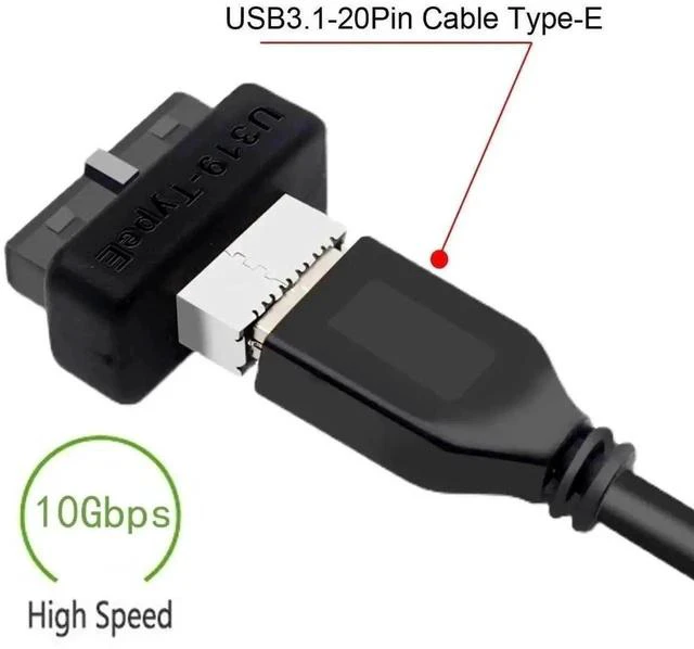 Alt view image 2 of 7 - Vertical USB3.0 20Pin Male Header to USB3.1 Type-E 20Pin Female Adapter, Motherboard Internal Front Panel USB-C Data Extension Converter