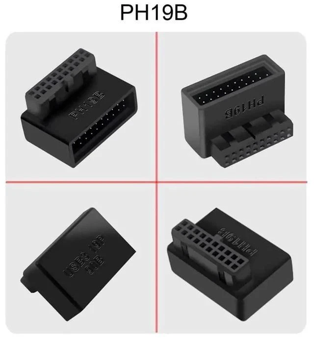 Main image of 1 Set 90 Degree Up & Down Angled USB 3.0 20Pin Male to Female Internal Extension Adapter, Overmolded Design