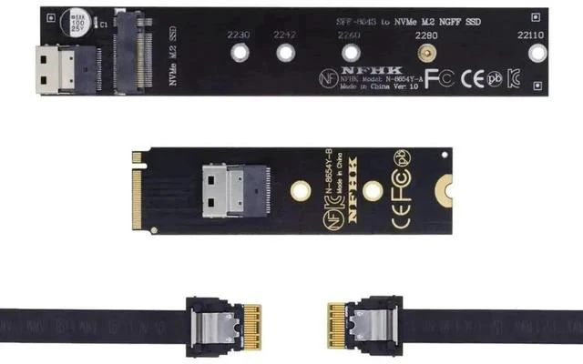 Alt view image 5 of 7 - 40cm M.2 NVMe NGFF M-Key Male to Female Extension Cable with SFF-8654 Connector, Compatible with Motherboard 2280 22110 NVMe SSD