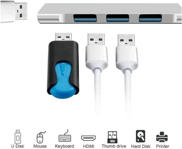 Alt view image 3 of 7 - USB C Hub Type C Hub with 4-Port USB 3.0 for Laptop, PC, Computer, Mobile HDD, Flash Drive and Other USB Devices-Gray