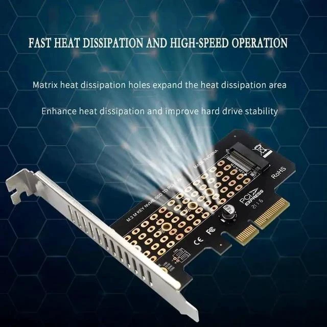Alt view image 7 of 7 - Half Height PH41 PCIe 3.0 X4 to M.2 NVMe M-Key Adapter Card, 32Gbps High Speed Expansion Card Supports 2230/2242/2260/2280 M.2 SSD, Works with PCIe X4/X8/X16 Desktop PCIe Slots