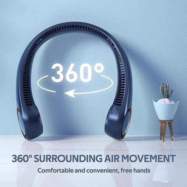 Alt view image 6 of 7 - Gemdeck Neck Fan, Portable Hands Free Bladeless Neck Fan Navy Blue
