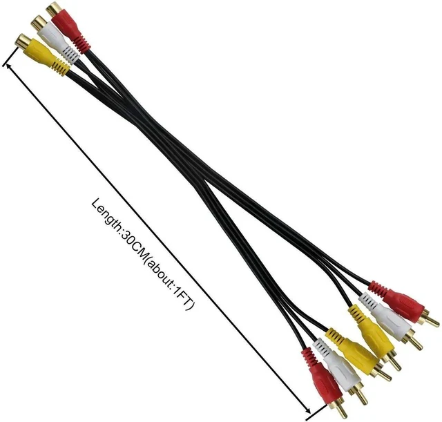 Alt view image 7 of 7 - 3 RCA Female to 6 RCA Male Audio Video Splitter Cable Composite Extension AV Adapter for TV,DVD,Set-Top Box,Etc.-1FT.