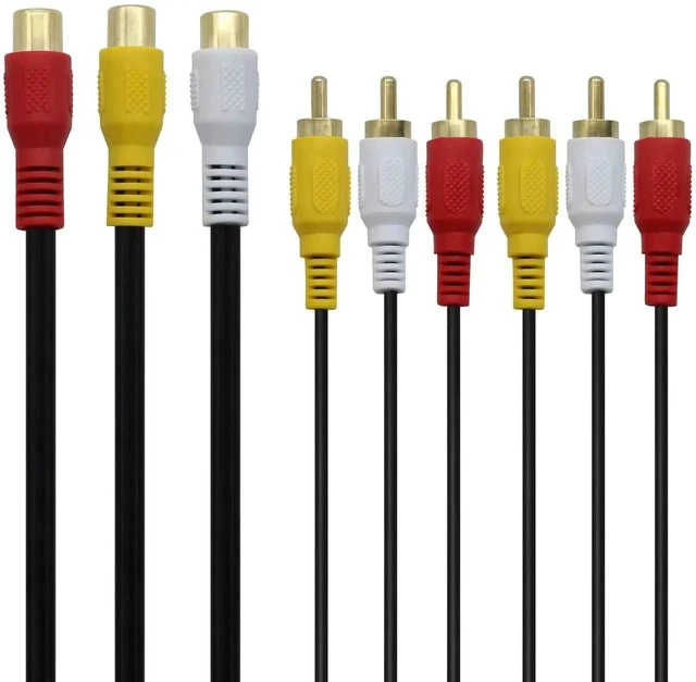 Alt view image 6 of 7 - 3 RCA Female to 6 RCA Male Audio Video Splitter Cable Composite Extension AV Adapter for TV,DVD,Set-Top Box,Etc.-1FT.