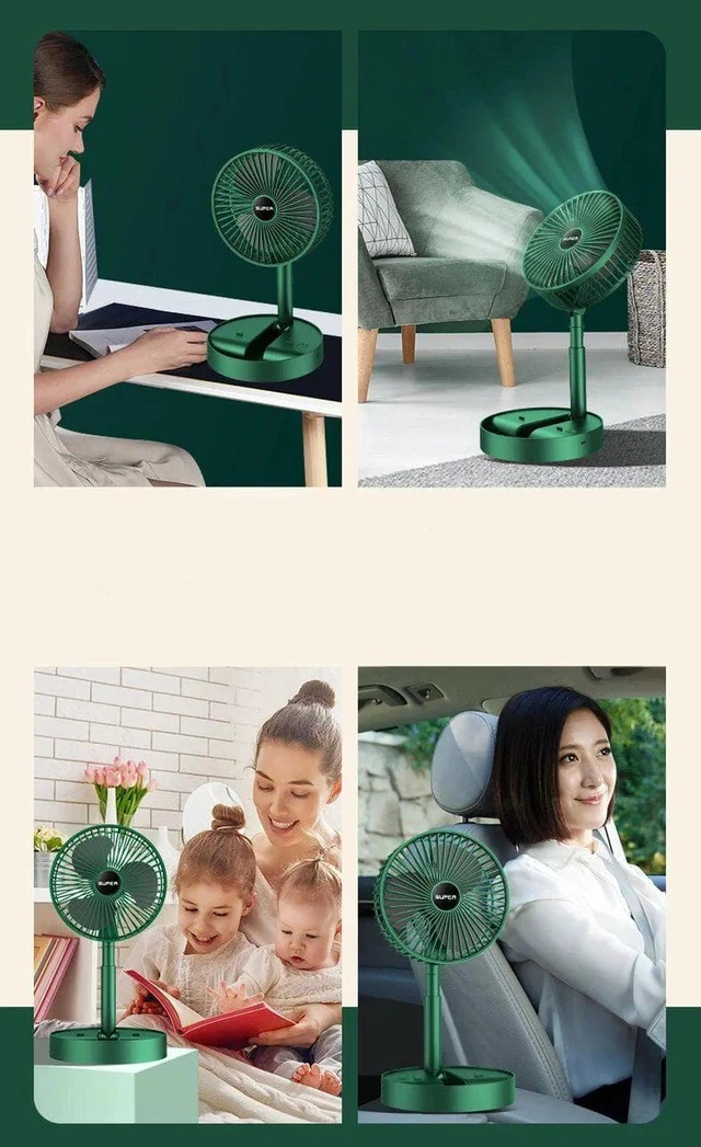 Alt view image 3 of 5 - Gemdeck USB Desk Fan Rechargeable Portable Table Fan Handheld Desk Fan