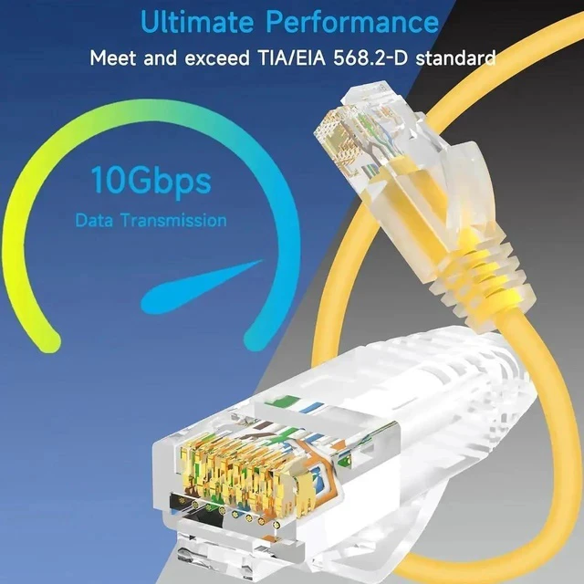 Alt view image 2 of 7 - 24 Pack 2ft Yellow Slim Cat6a Ethernet Patch Cables, 10Gbps High Speed LAN Jumper Cords for Data Center, Enterprise & Home Network Infrastructure