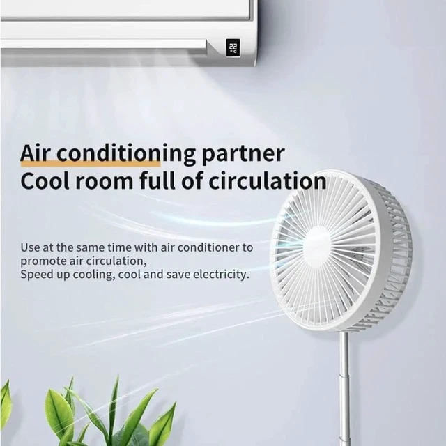 Alt view image 6 of 6 - Gemdeck Foldable USB Desk/Floor Air Circulator Cooling Fan with Telescoping Drawing Pole Black