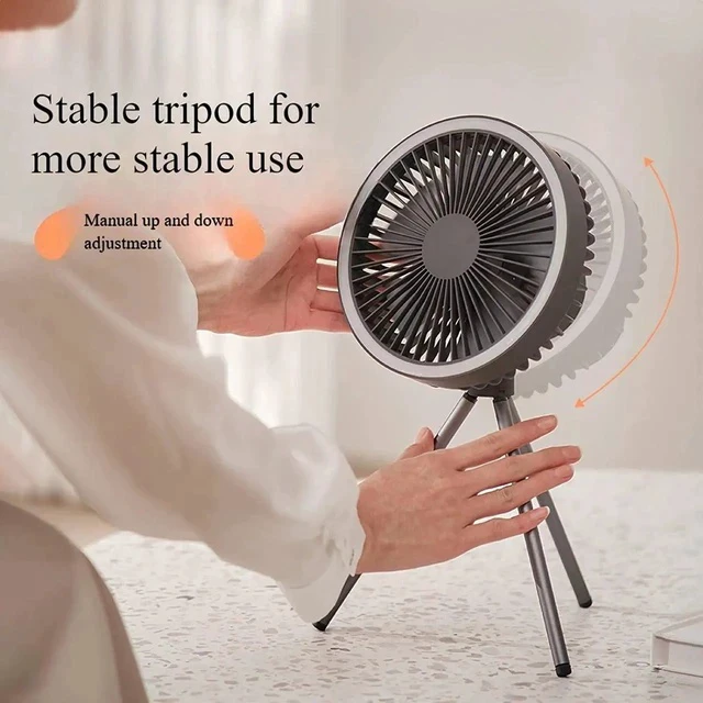Alt view image 5 of 6 - Gemdeck Rechargeable Portable Fan Camping Fan with Hook Tripod Fan Grey