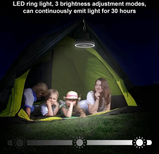 Alt view image 2 of 6 - Gemdeck Rechargeable Portable Fan Camping Fan with Hook Tripod Fan Grey