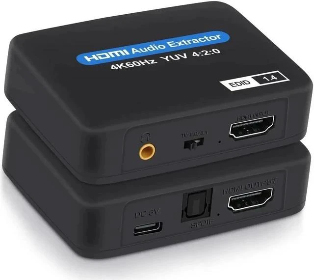 Main image of HDMI 2.0 Audio Extractor 4K/60Hz (HDMI Input,HDMI+ Audio Output) - HDMI to Toslink Optical SPDIF & 3.5mm Stereo Analog Outputs - for PS5 Soundbar Blu-Ray Player
