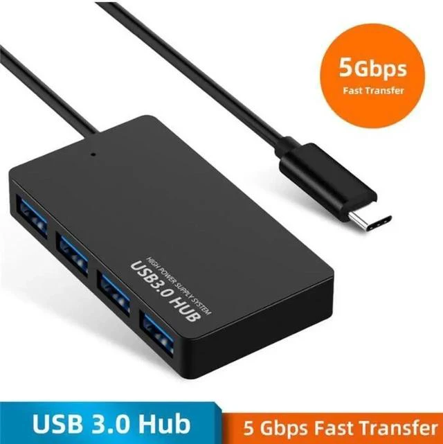 Main image of USB-C Hub with 4 Port USB 3.0 Hub - High Speed up to 5Gbps -Black