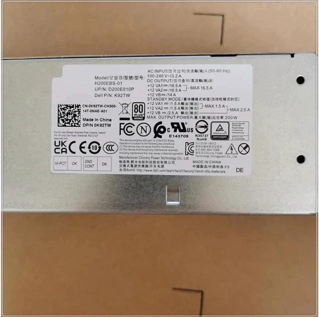 Alt view image 2 of 3 - PSU For 3080 7080 6Pin 200W Power Supply H200EPS-01 52C25P H200EBS-01 AC200EBS-01 KMJP5 L200EBS-01 K92TW R4T90 5TVM