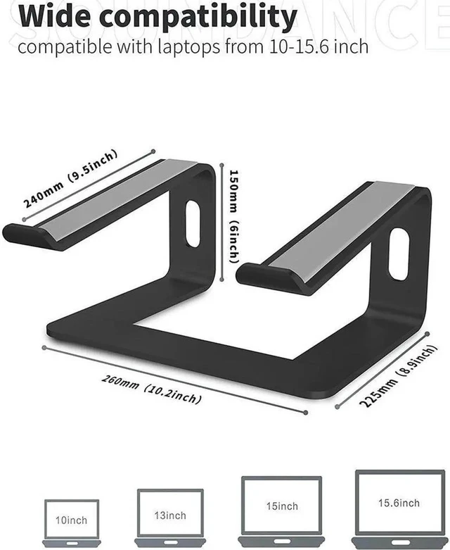 Alt view image 5 of 7 - Laptop Stand, Aluminum Detachable Laptop Stand for Desk, Ergonomic Portable Computer Stand Riser for MacBook Pro/Air 10-16" (Black)